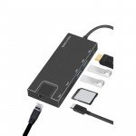 Wholesale Multi Function Type-C USB-C 3.0 Hub Dock Station with HDMI, Ethernet, Micro SD, USB, etc for Phone, Tablet, Laptop, and More (Black)